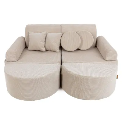 MeowBaby Pocket Sofa Max, 120x25x90cm, Slimcord, Ecru