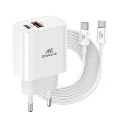 Zidni polnilec PS4102 WD4 EU, bel, PD 20W + QC3.0, USB-A + USB-C, s kablom USB-C/USB-C       4o mini