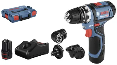 Bosch Professional GSR 12V-15 FlexiClick 06019F6000 akumulatorski vrtalni vijačnik 12 V 2 Ah Li-Ion vklj. 2 akumulatorja, vklj. polnilnik, vklj. oprem
