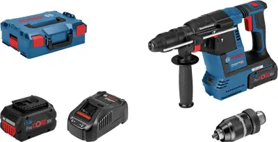 Bosch Professional GBH 18V-26 F SDS-Plus-akumulatorsko vrtalno kladivo 18 V 5.5 Ah Li-Ion vklj. 2 akumulatorja, vklj. polnilnik, vklj. kovček, vklj. o