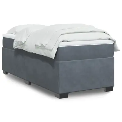 The Living Store Box spring postelja z vzmetnico temno siv 90x190 cm žamet - Box Spring Postelja