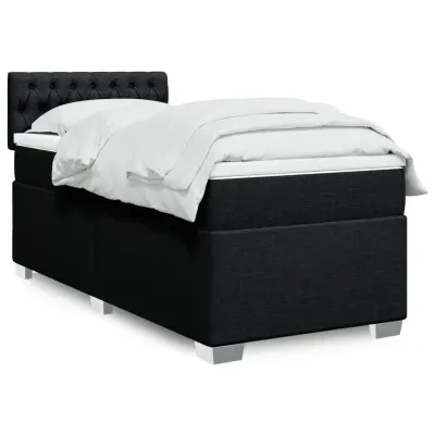 The Living Store Box spring postelja z vzmetnico črna 80x200 cm blago - Box Spring Postelja