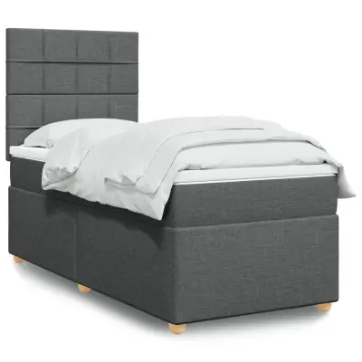 The Living Store Box spring postelja z vzmetnico temno siva 80x200 cm blago - Box Spring Postelja