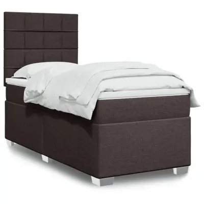 The Living Store Box spring postelja z vzmetnico temno rjav 90x190 cm blago - Box Spring Postelja