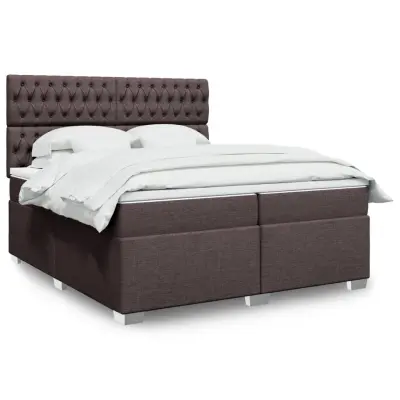 The Living Store Box spring postelja z vzmetnico temno rjav 200x200 cm blago - Box Spring Postelja