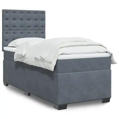 The Living Store Box spring postelja z vzmetnico temno siva 80x200 cm žamet - Box Spring Postelja