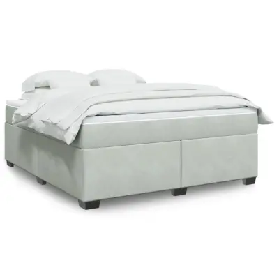 The Living Store Box spring postelja z vzmetnico svetlo siva 180x200 cm žamet - Box Spring Postelja