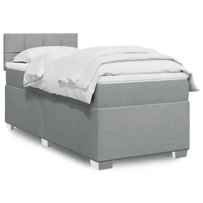 The Living Store Box spring postelja z vzmetnico svetlo siva 80x200 cm blago - Box Spring Postelja