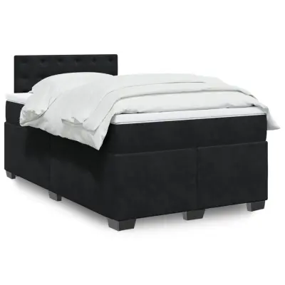 The Living Store Box spring postelja z vzmetnico črna 120x190 cm žamet - Box Spring Postelja