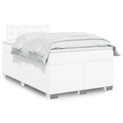 The Living Store Box spring postelja z vzmetnico bel 120x200 cm umetno usnje - Box Spring Postelja