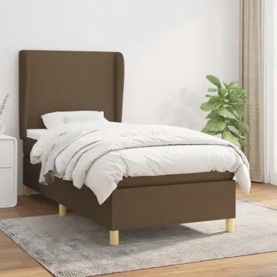 The Living Store Box spring postelja z vzmetnico temno rjava 90x200 cm blago - Box Spring Postelja