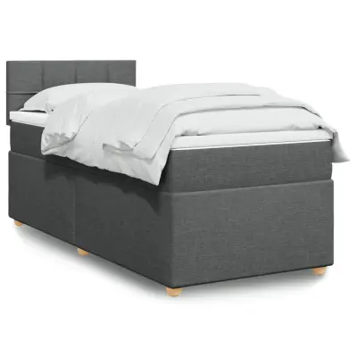The Living Store Box spring postelja z vzmetnico temno siva 90x190 cm blago - Box Spring Postelja