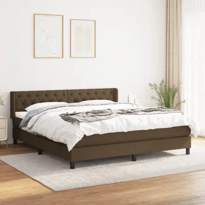 The Living Store Box spring postelja z vzmetnico temno rjava 160x200 cm blago - Box Spring Postelja