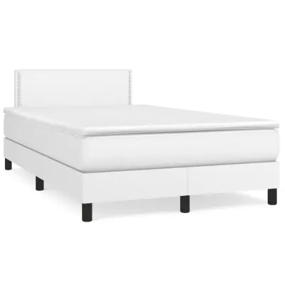 The Living Store Box spring postelja z vzmetnico bel 120x190 cm umetno usnje - Box Spring Postelja