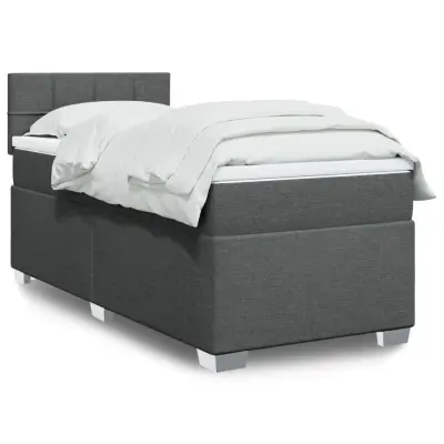 The Living Store Box spring postelja z vzmetnico temno siva 90x200 cm blago - Box Spring Postelja