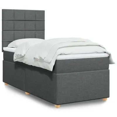 The Living Store Box spring postelja z vzmetnico temno siva 80x200 cm blago - Box Spring Postelja