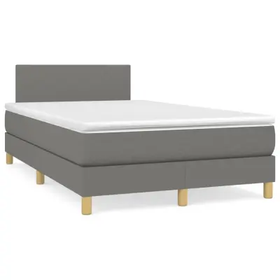 The Living Store Box spring postelja z vzmetnico temno siva 120x190 cm blago - Box Spring Postelja