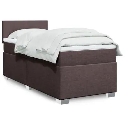 The Living Store Box spring postelja z vzmetnico temno rjav 90x190 cm blago - Box Spring Postelja