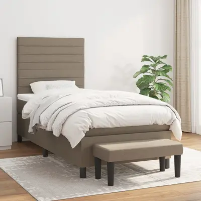 The Living Store Box spring postelja z vzmetnico taupe 90x200 cm blago - Box Spring Postelja