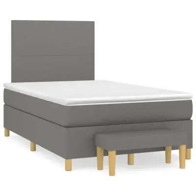 The Living Store Box spring postelja z vzmetnico temno siva 120x190 cm blago - Box Spring Postelja