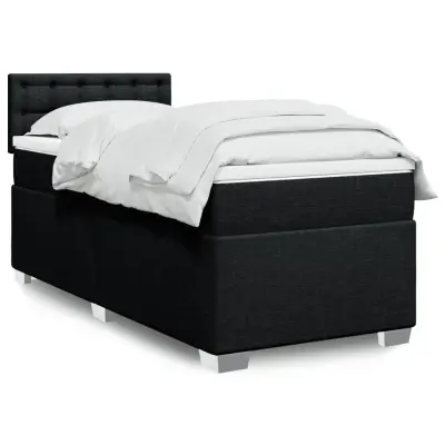 The Living Store Box spring postelja z vzmetnico črna 90x200 cm blago - Box Spring Postelja