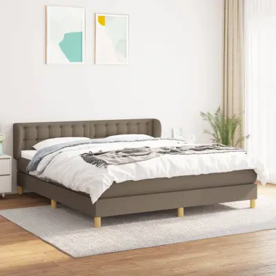 The Living Store Box spring postelja z vzmetnico taupe 160x200 cm blago - Box Spring Postelja