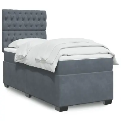 The Living Store Box spring postelja z vzmetnico temno siv 90x190 cm žamet - Box Spring Postelja