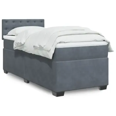 The Living Store Box spring postelja z vzmetnico temno siva 90x200 cm žamet - Box Spring Postelja