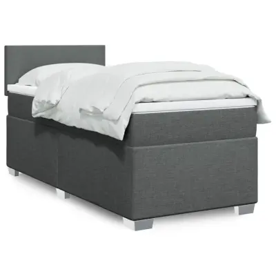 The Living Store Box spring postelja z vzmetnico temno siva 100x200 cm blago - Box Spring Postelja