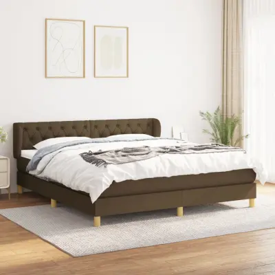 The Living Store Box spring postelja z vzmetnico temno rjava 160x200 cm blago - Box Spring Postelja