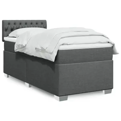 The Living Store Box spring postelja z vzmetnico temno siva 100x200 cm blago - Box Spring Postelja