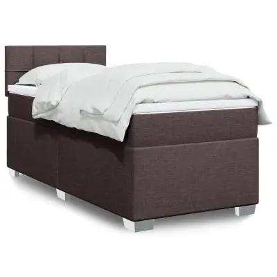 The Living Store Box spring postelja z vzmetnico temno rjava 90x200 cm blago - Box Spring Postelja
