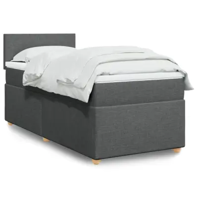The Living Store Box spring postelja z vzmetnico temno siva 80x200 cm blago - Box Spring Postelja