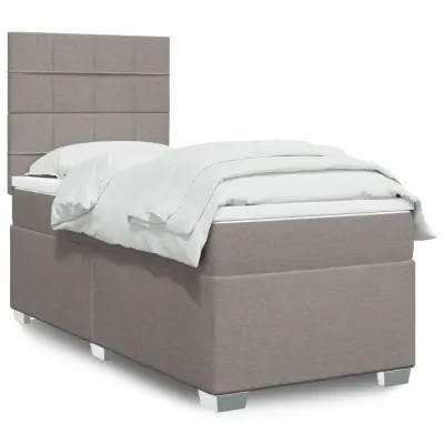 The Living Store Box spring postelja z vzmetnico taupe 100x200 cm blago - Box Spring Postelja