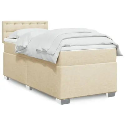 The Living Store Box spring postelja z vzmetnico krem 80x200 cm blago - Box Spring Postelja