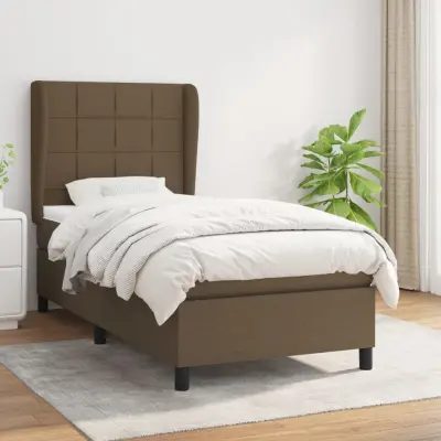 The Living Store Box spring postelja z vzmetnico temno rjava 80x200 cm blago - Box Spring Postelja