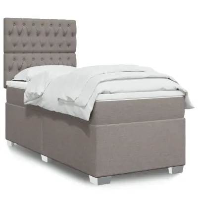 The Living Store Box spring postelja z vzmetnico taupe 100x200 cm blago - Box Spring Postelja