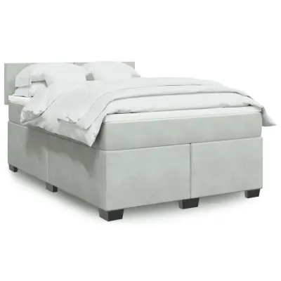 The Living Store Box spring postelja z vzmetnico svetlo siv 140x190 cm žamet - Box Spring Postelja