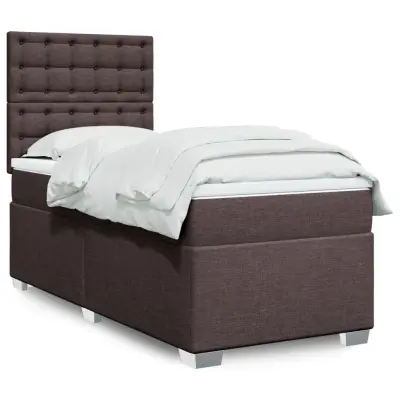 The Living Store Box spring postelja z vzmetnico temno rjava 100x200 cm blago - Box Spring Postelja