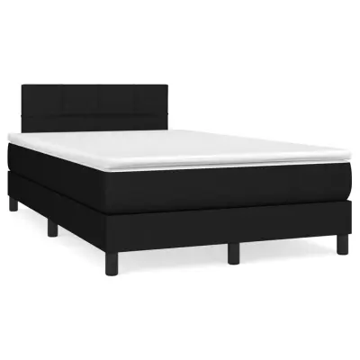 The Living Store Box spring postelja z vzmetnico LED črna 120x190 cm blago - Box Spring Postelja