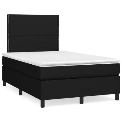 The Living Store Box spring postelja z vzmetnico LED črna 120x190 cm blago - Box Spring Postelja