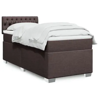 The Living Store Box spring postelja z vzmetnico temno rjava 100x200 cm blago - Box Spring Postelja