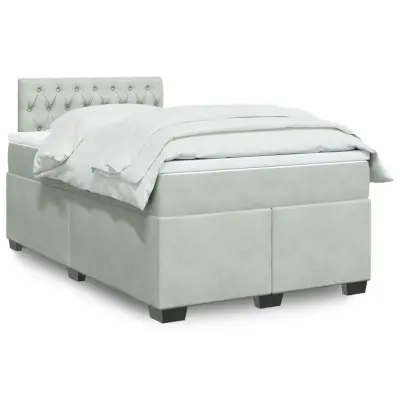 The Living Store Box spring postelja z vzmetnico svetlo siva 120x190 cm žamet - Box Spring Postelja