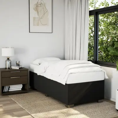 The Living Store Box spring postelja z vzmetnico črn 90x190 cm blago - Box Spring Postelja