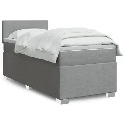 The Living Store Box spring postelja z vzmetnico svetlo siva 80x200 cm blago - Box Spring Postelja