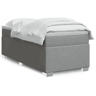 The Living Store Box spring postelja z vzmetnico svetlo siv 100x200 cm blago - Box Spring Postelja