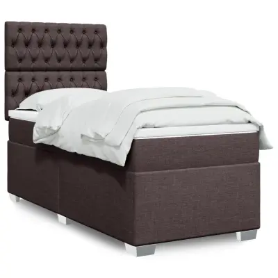 The Living Store Box spring postelja z vzmetnico temno rjava 100x200 cm blago - Box Spring Postelja