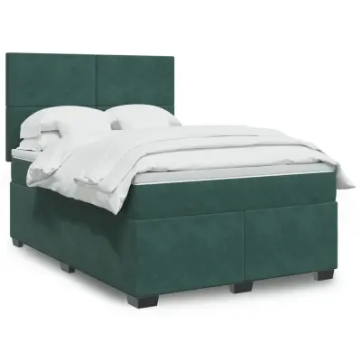 The Living Store Box spring postelja z vzmetnico temno zelen 140x190 cm žamet - Box Spring Postelja