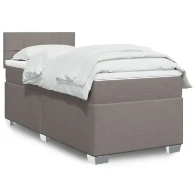 The Living Store Box spring postelja z vzmetnico taupe 90x190 cm blago - Box Spring Postelja