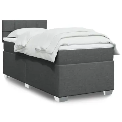 The Living Store Box spring postelja z vzmetnico temno siva 90x200 cm blago - Box Spring Postelja
